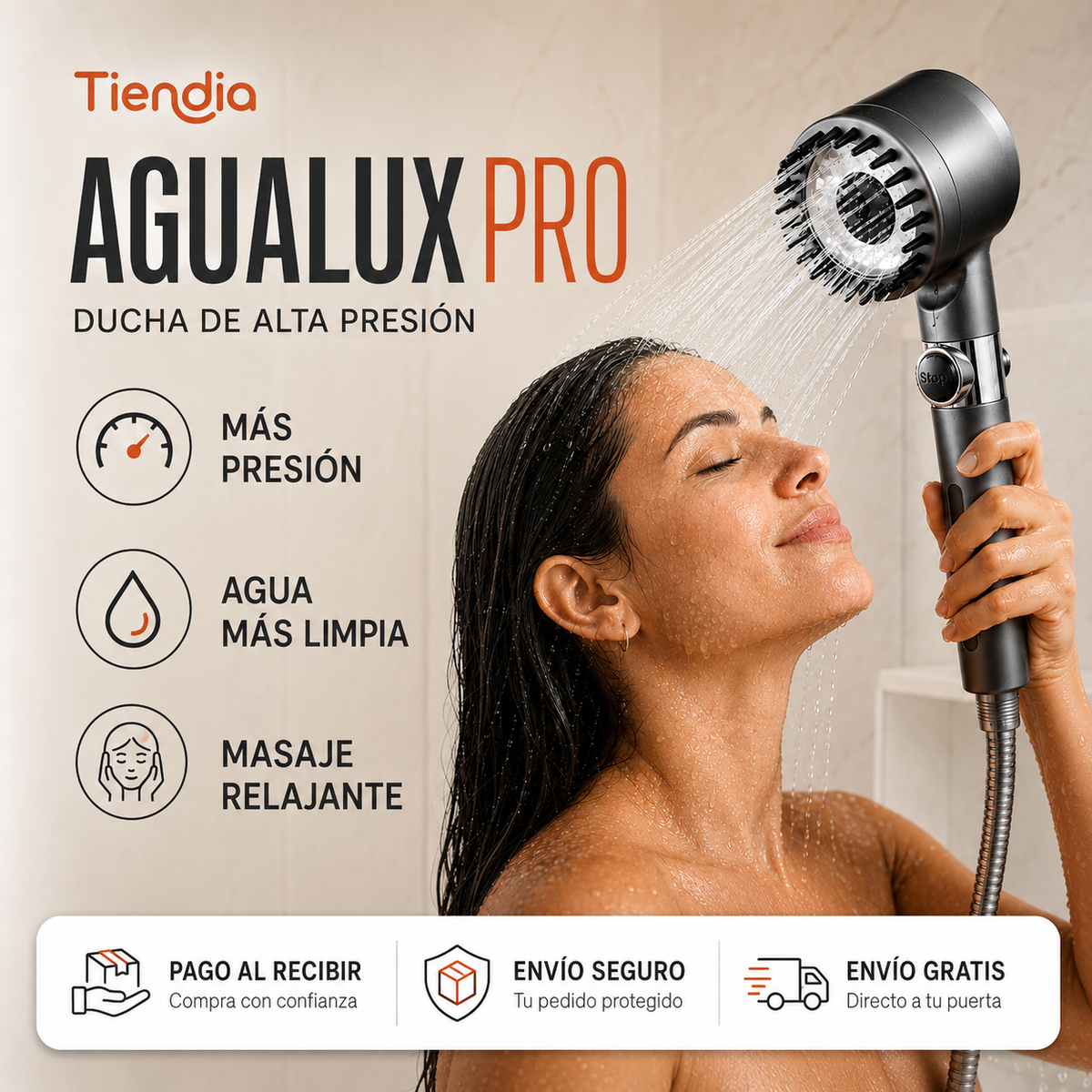AquaLuxe Pro™ - Ducha de Alta Presión - ¡Adiós a las duchas sin presión!