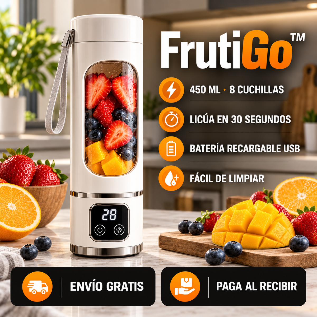 FrutiGo™ – Batidora Portátil 450ml