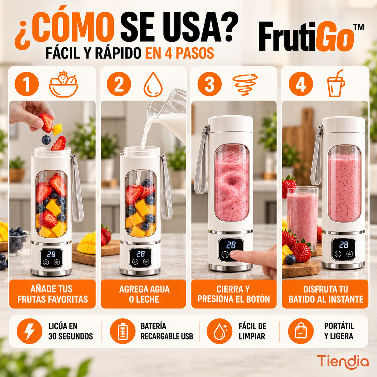 FrutiGo™ – Batidora Portátil 450ml